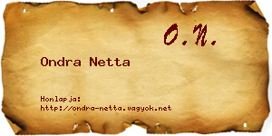 Ondra Netta névjegykártya